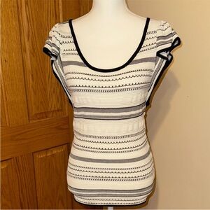 White House Black Market Black and White Striped Tank Top